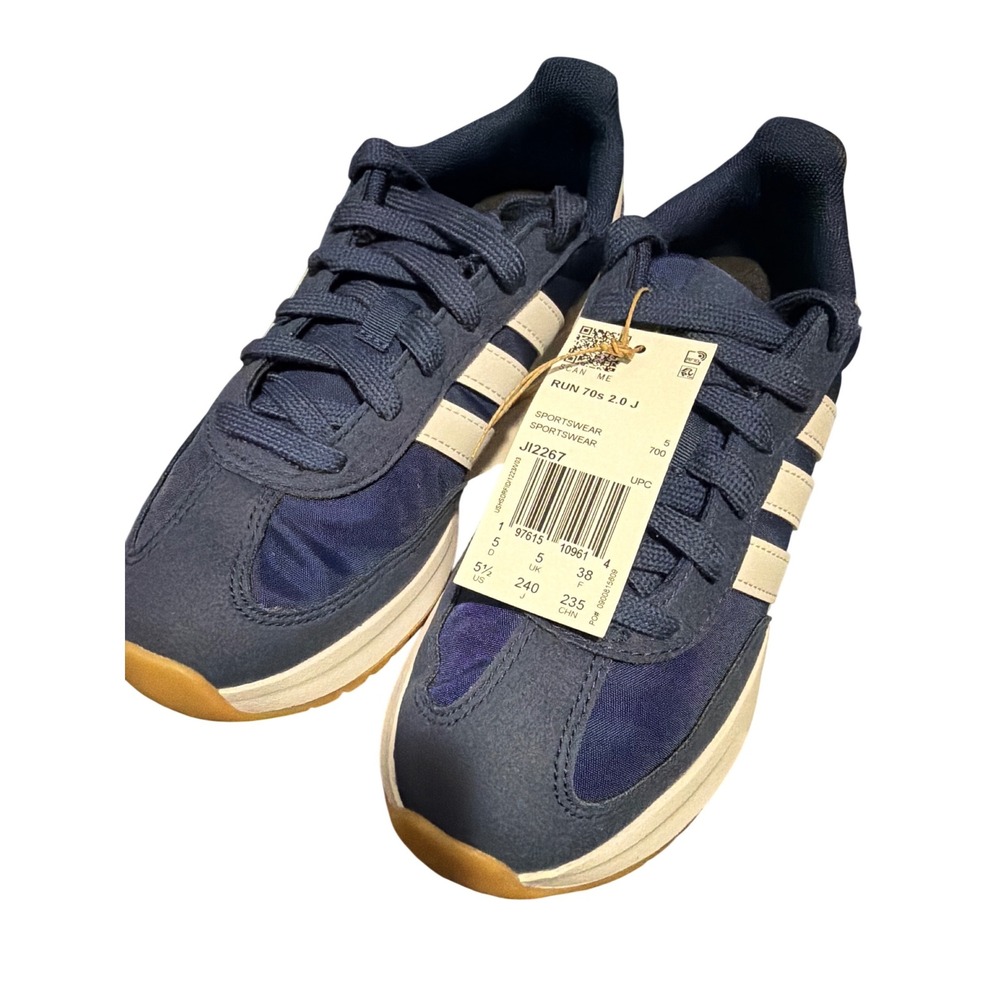 Adidas Run 70s 2.0 J Kids Sneakers Navy White Gum JI2267 Size 5.5 US New - Picture 3 of 6